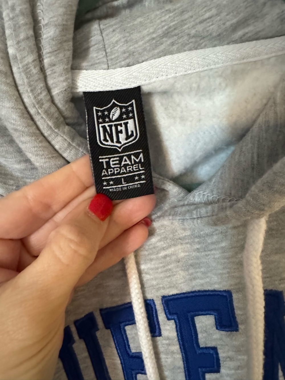 NFL Buffalo Bills Gray Pullover Hoodie with Blue & Red Logo - Picture 2 of 3